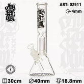 Amsterdam | 12" Clear Glass Water Pipe w/ Dome Perc - Discreet Smoker